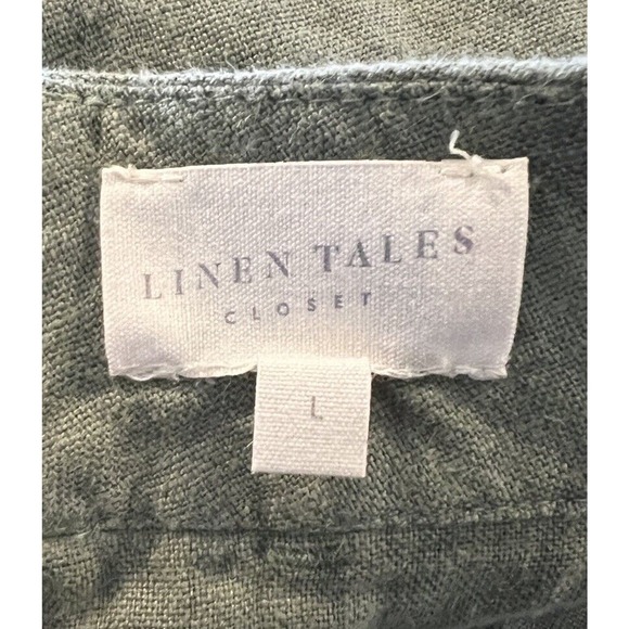 LINEN TALES Closet Womens 100% Linen Pants Pleated Tapered Olive Green Sz L - Picture 4 of 5